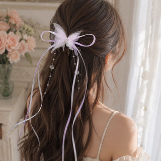Pastel Butterfly Ribbon Hair Clips