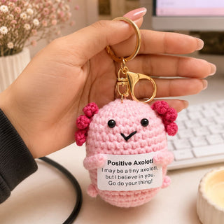 Positive Axolotl Crochet Keychain 