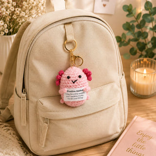 Positive Axolotl Crochet Keychain 