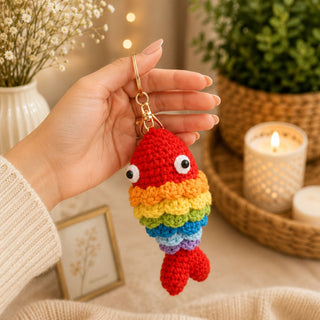 Rainbow Fish Crochet Keychain