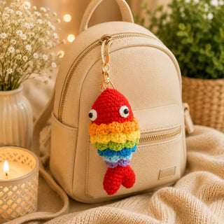 Rainbow Fish Crochet Keychain