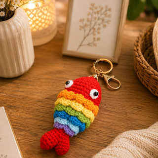 Rainbow Fish Crochet Keychain