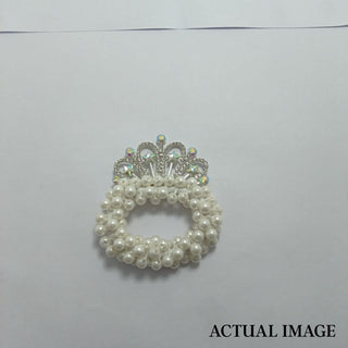 Princess Tiara Pearl Hair Tie – Royal Bun Accessory for Girls
