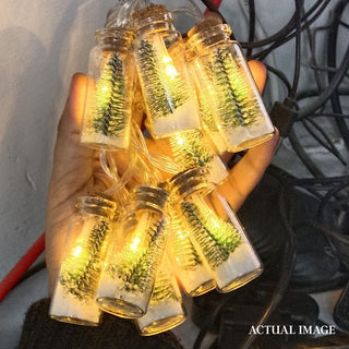 Wishing Bottle Christmas String Lights – Mini Snowy Jar LED Fairy Lights
