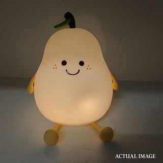 Cute Pear Silicone LED Night Light | Tap Control Nursery Lamp
