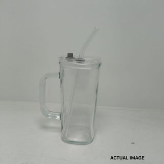 Square Glass Tumbler with Lid and Straw | Heat & Cold Resistant Drinkware
