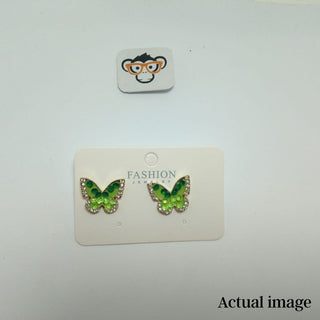 Green Butterfly Crystal Stud Earrings
