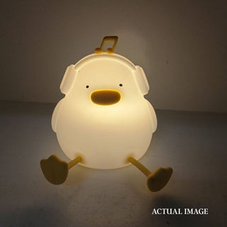 स्विमिंग रिंग डक एलईडी नाइट लाइट - निचोड़ सिलिकॉन टैप लैंप