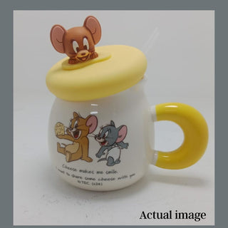 Tom And Jerry Ceramic Mug With Straw
