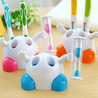 3 Minutes Smiling Face Glass Hourglass toothbrush holder