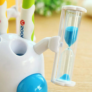 3 Minutes Smiling Face Glass Hourglass toothbrush holder