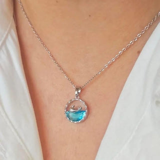 Silver Ocean Wave Pendant Necklace