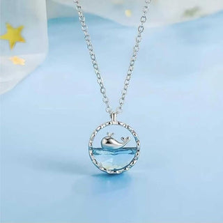 Silver Ocean Wave Pendant Necklace
