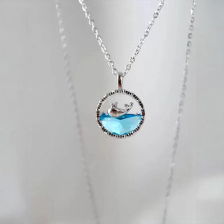 Silver Ocean Wave Pendant Necklace