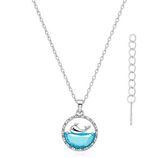 Silver Ocean Wave Pendant Necklace