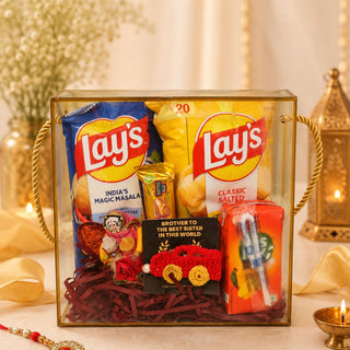 Snack Hamper with Crochet Rakhi
