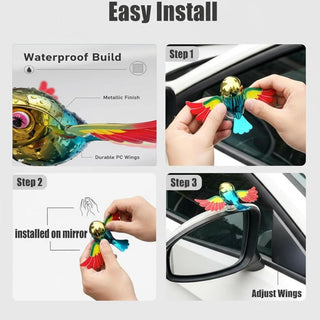 Step-by-step guide on how to install a colorful car mirror decoration with waterproof build and durable PC wings.