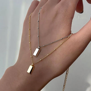 Tiny Brick Pendant Necklace