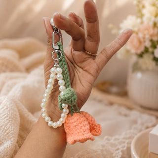 Tulip &amp; Pearl Crochet Bag Tag