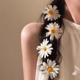 White Daisy Flower Hair Clips
