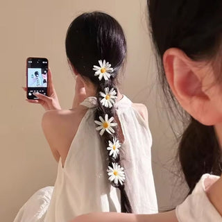 White Daisy Flower Hair Clips