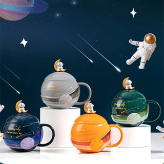 Astronaut Mug with Lid and Spoon - Starry Sky