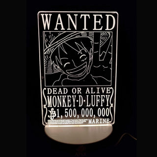 Wanted Poster Acrylic Lamp | One Piece Wanted Holographic Lamp 