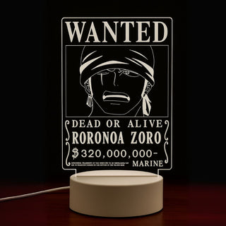 Wanted Poster Acrylic Lamp | One Piece Wanted Holographic Lamp 
