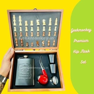 Hip Flask Set with Chess