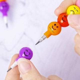 Smiley Pencils - Set of 5 Stackable Lead Changing Pencil