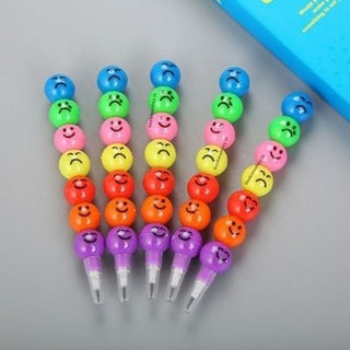 Smiley Pencils - Set of 5 Stackable Lead Changing Pencil