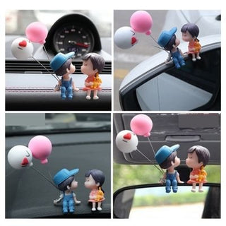 Lovely Couple Sticker for Car DashBoard / Rear View Mirror / Showpiece [9cm]