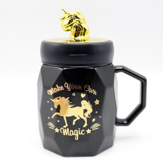 Regal Unicorn Mug with Lid (Black)