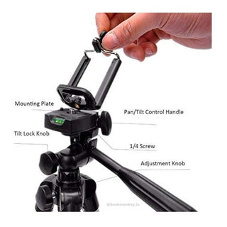 Camera Tripod with Mobile Clip Holder