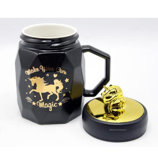 Regal Unicorn Mug with Lid (Black)