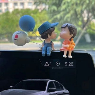 Lovely Couple Sticker for Car DashBoard / Rear View Mirror / Showpiece [9cm]