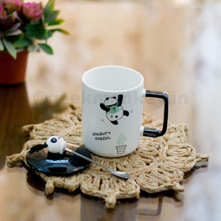 Panda Mug with Lid and Spoon