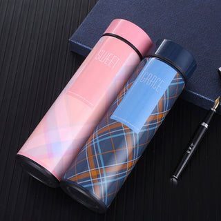Temperature Water Bottle with Plaid Print [Vacuum Flask]
