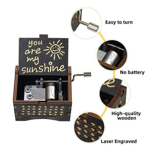 My Sunshine Music Box - Hand Crank Wood Box