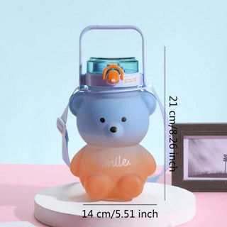 Cute Teddy Water Bottle For Kids with 800 ml Sipper [Dual Shade]