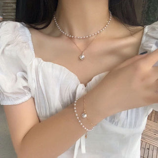 Elegant Dual Layer Pearl Necklace - The Pearly Affair Petite Necklace