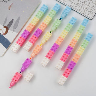 Stackable Block Highlighter Pen [ 6 colors in 1 ]