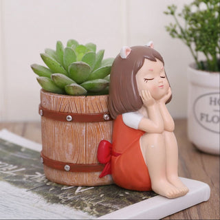 Pretty Girl Succulent Pot | Flower Pot for Desk