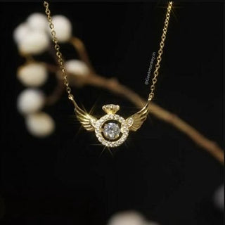Angel Wings Necklace - Solitaire Ring Rotating Necklace