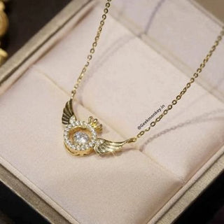 Angel Wings Necklace - Solitaire Ring Rotating Necklace