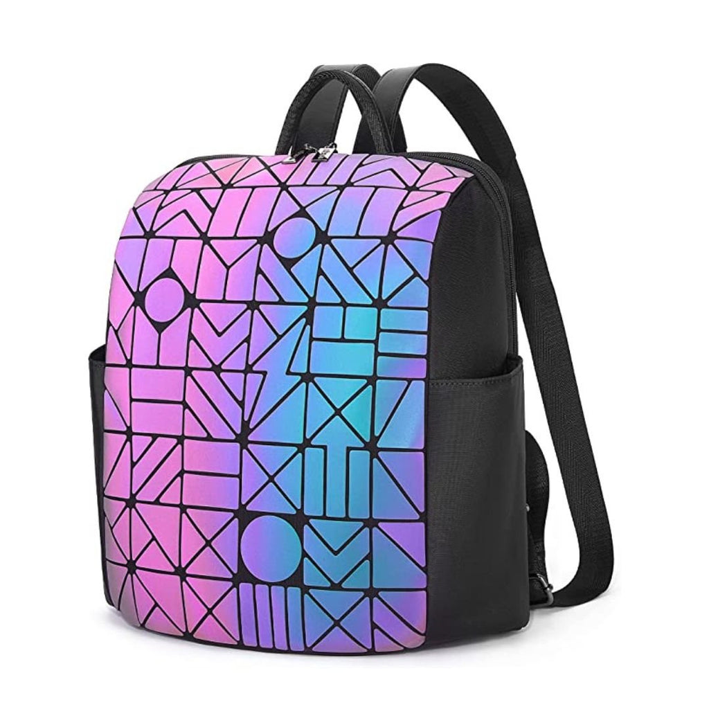 Reflecting Back Pack Geometric Luminous Bag Glow in The Dark Holographic Reflective Backpac ...
