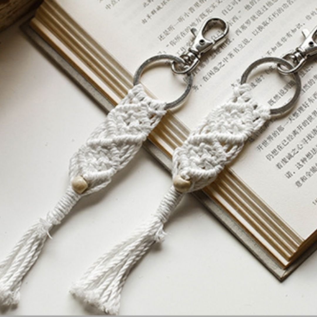 Set Of 2, Handmade Macrame Key Chain, Bag Charm