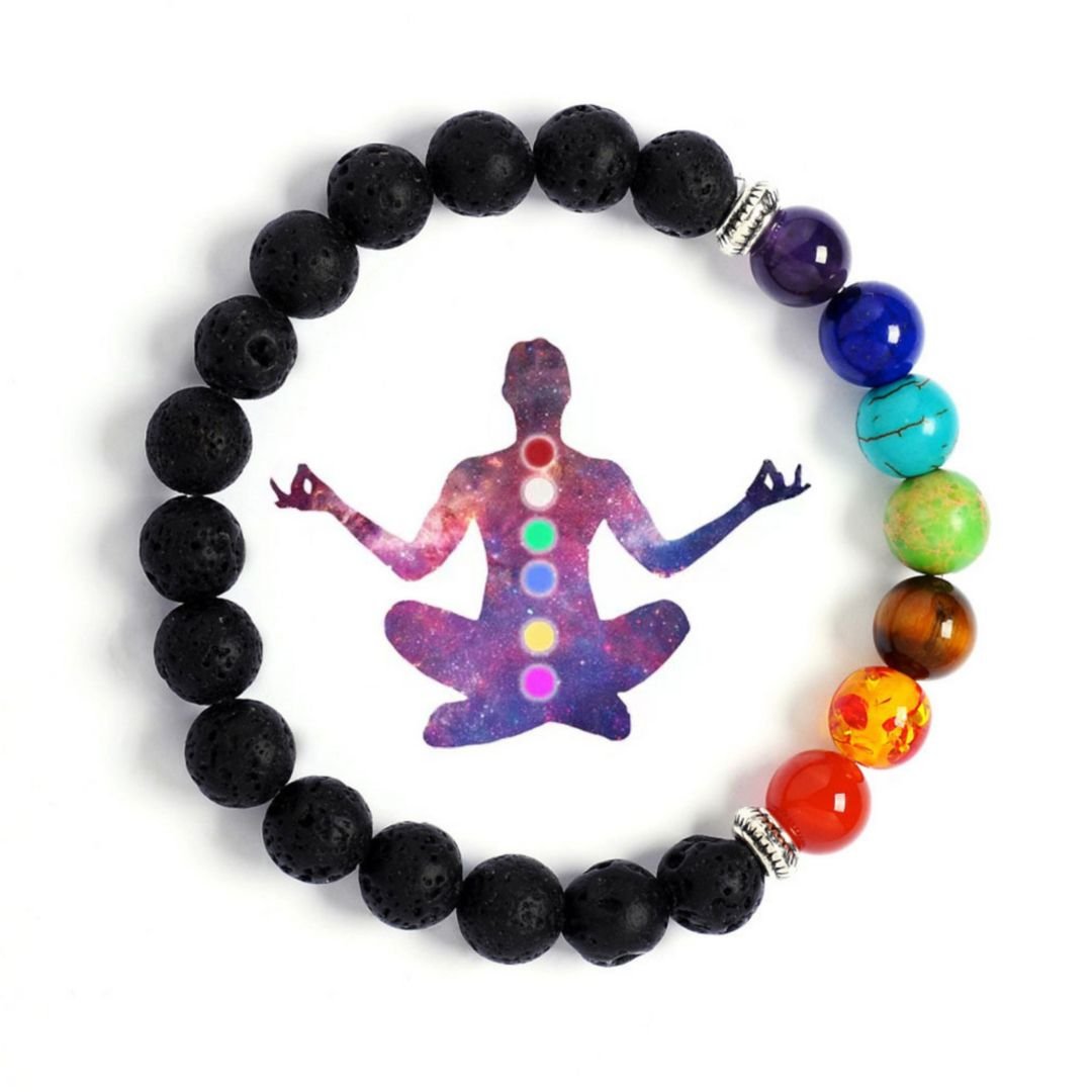 Seven Chakra Healing Bracelet | Lava Stone Beads and Natural Stones Bracelet