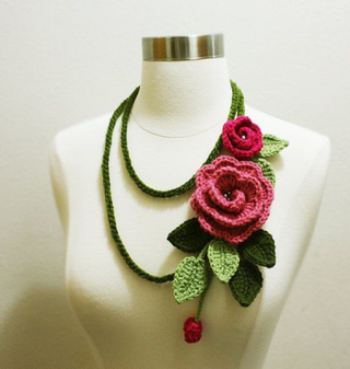 Green Pink Double Flower NeckLace
