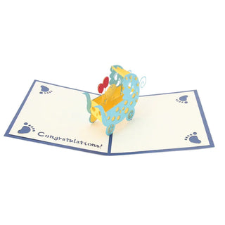 3D Baby Carriages Greeting Card Pop Up Paper Cut - Geekmonkey